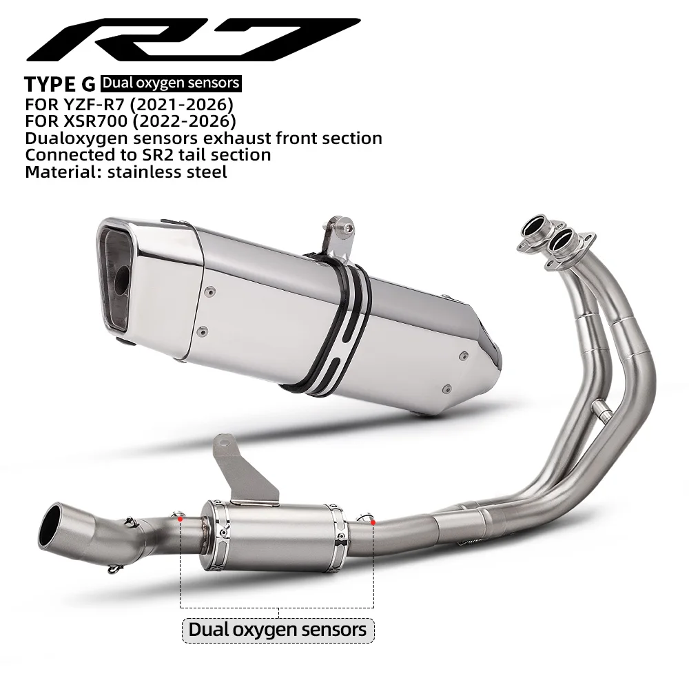 

Motorcycle Performance Full System Modify Stainless Front Pipe Muffler For YZF R7 XSR700 2021-2026