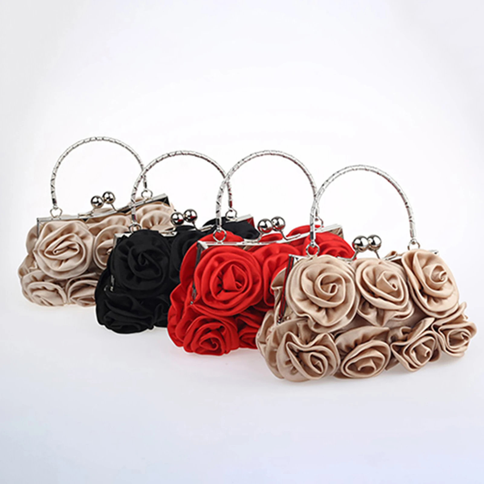 Bolso de mano con patrón de flores rosas para mujer, bolsos de mano para fiesta de noche, bolso de mano nupcial, bolso femenino