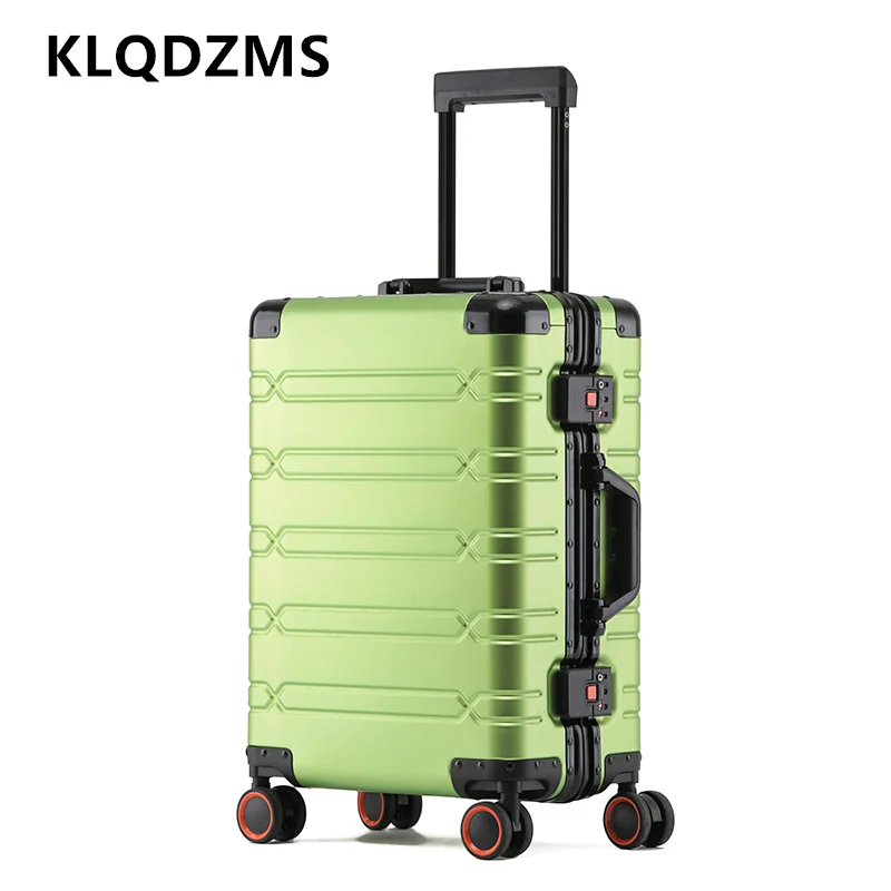 

KLQDZMS Travel Suitcase Full Aluminum Magnesium Alloy Trolley Case Men's Business Boarding Box 20"24"29 Inch Wheeled Luggage