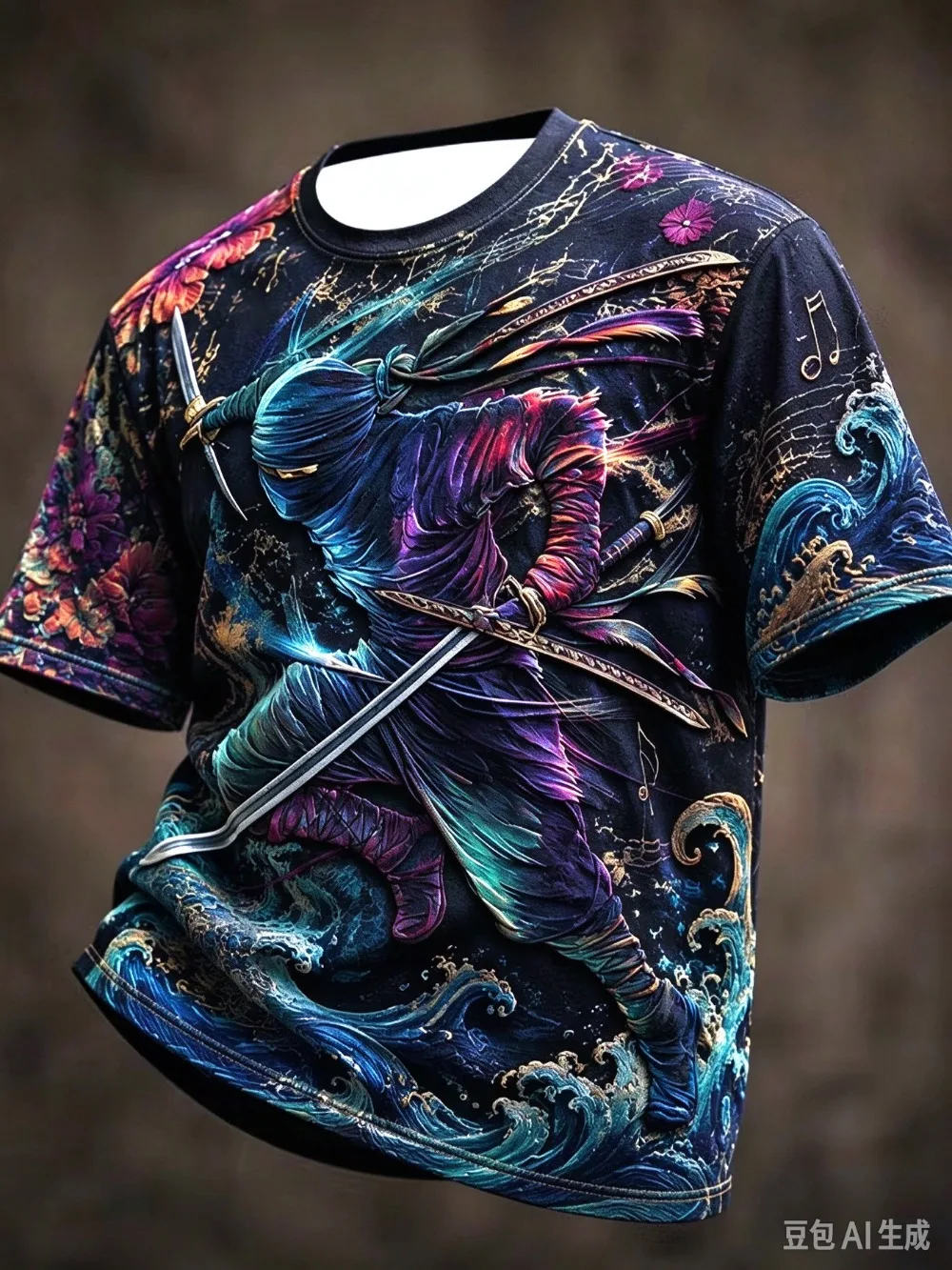 Summer Fashion New Design Ukiyo-e Colorful Samurai Patterns 3D Print Men Women's Sport T-Shirt Street Breath Y2K Family Clothing