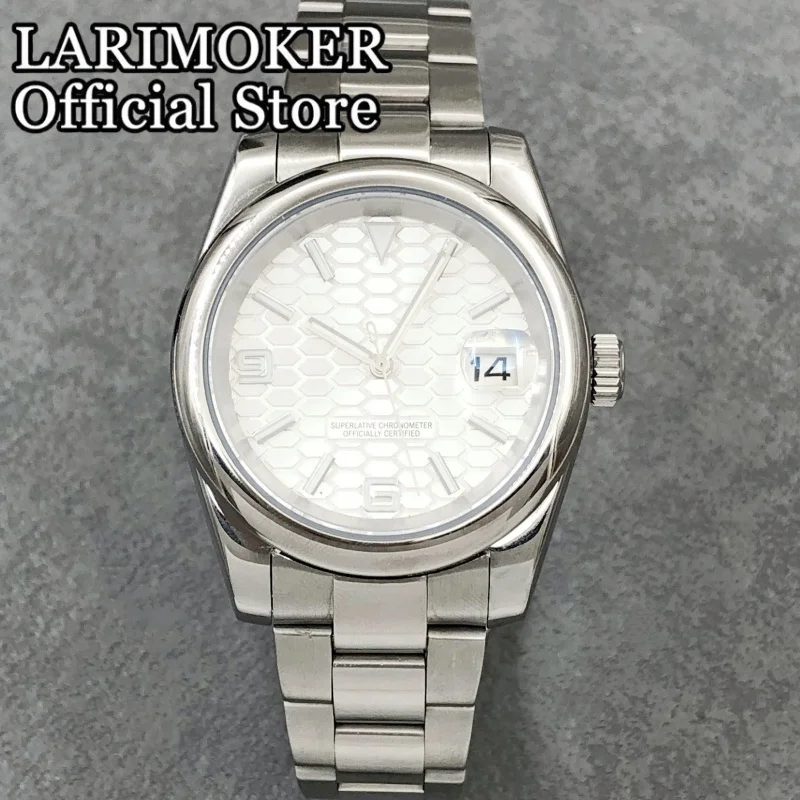 LARIMOKER 36mm/39mm Sapphire Glass Stainless Steel Silver Case Men's 10Bar Waterproof Mechanical NH35 Automatic Movement Watches