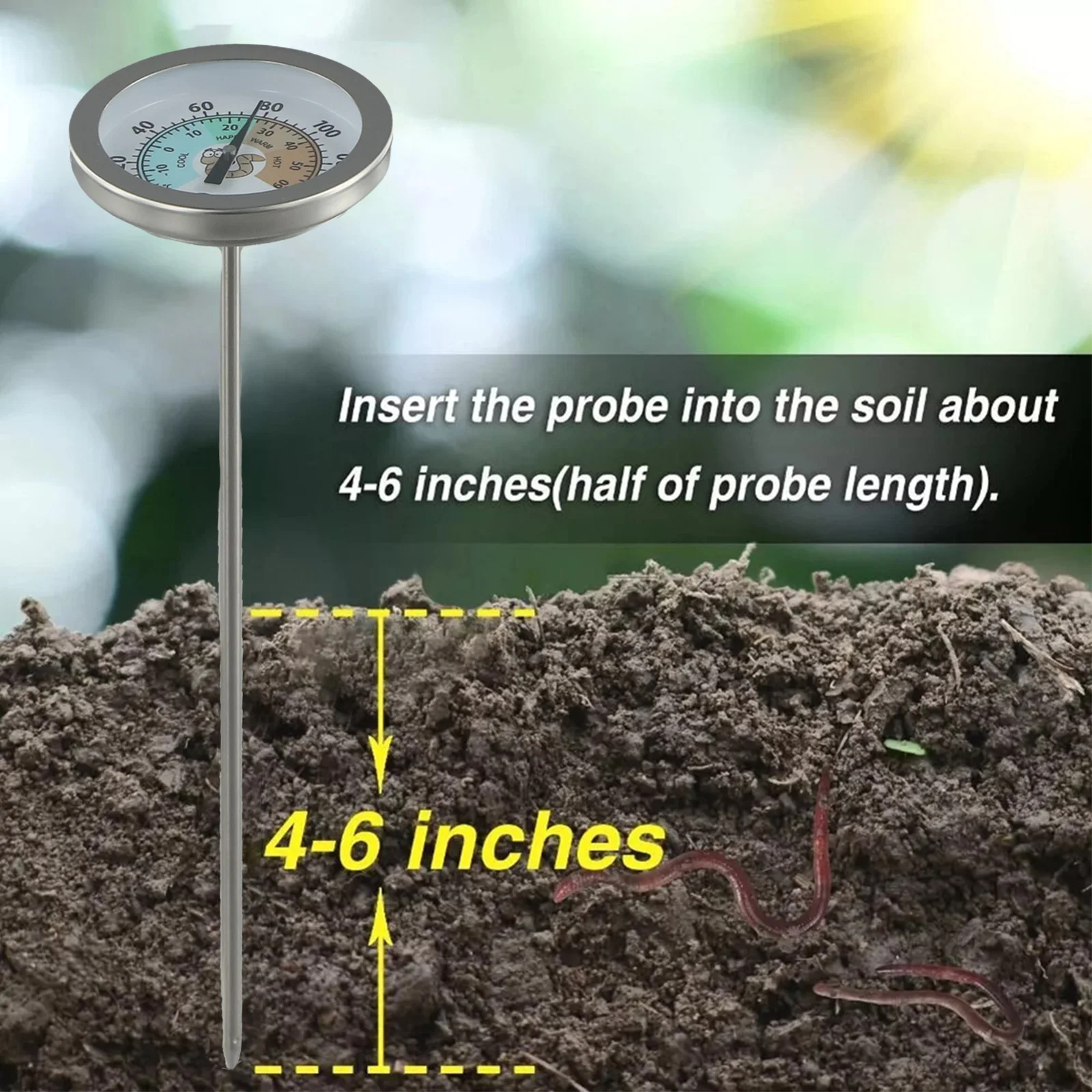 Tester Meter Probe Soil Thermometer 1 Piece Energy Efficiency Good Performance Monitoring Soil Health High Quality
