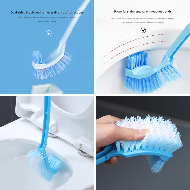 Cleaning Toilet Brush Plastic Long Handle Double-Sided Dead Corner Cleaning Brush Soft Bristled Toilet Brush Floor Seam Brush