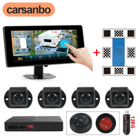 Carsanbo 10.25 inch 4 Way Car Camera System 360° Surround View Parking Monitor Touch Screen 1080P AHD DVR for Truck/ Bus/ RV/VAN