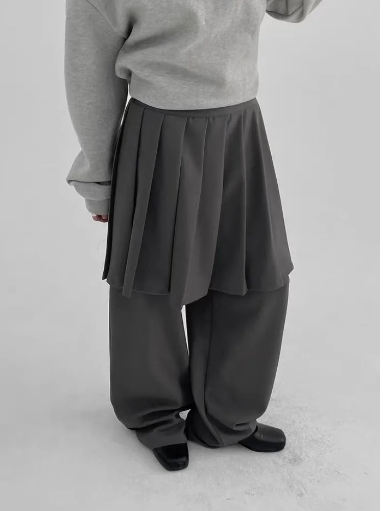 الخريف الشتاء خمر تصميم مطوي تنورة فضفاضة بنطال ذو قصة أرجل واسعة تنوعا اليابانية Sle السراويل كاذبة قطعتين السراويل الطويلة