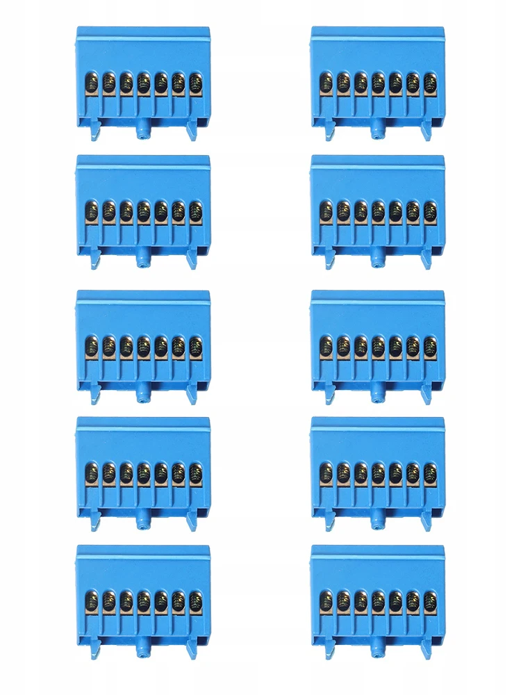 

10PCS DIN Rail Terminal Block High Bridge Type Ground Bar 7 Holes Electrical Connector Distribution Box Neutral Terminal