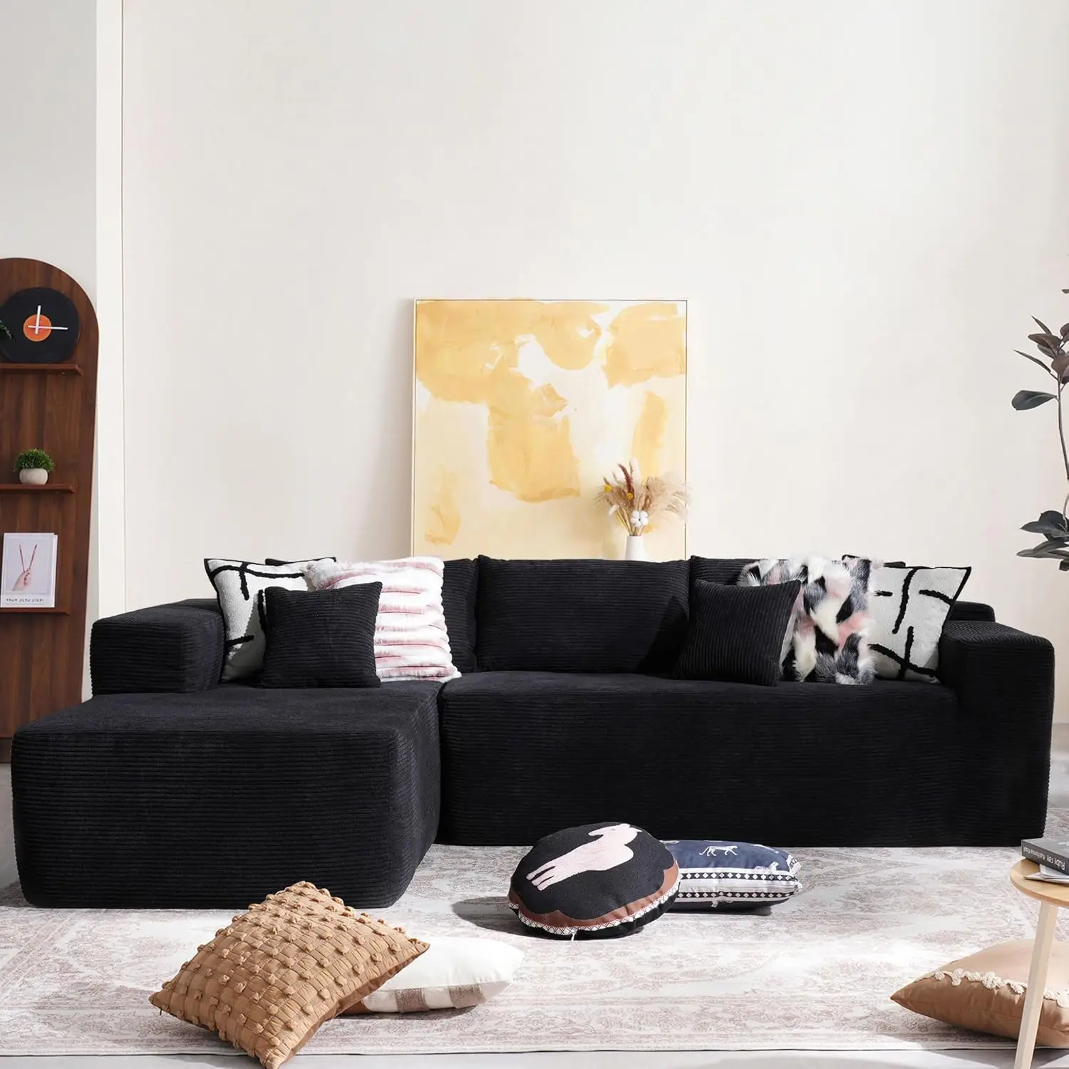 

104"" Cloud Sectional Couch With Comfy Chaise, Bonel L Shape Sofa With Deep Seat, Minimalist Modular Couches Sleeper For Living