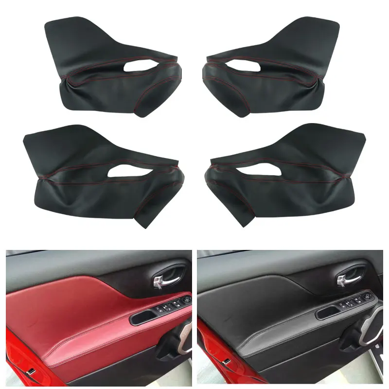 

4pcs Car Microfiber Leather Interior Door Armrest Panel Cover Protective Trim For Jeep Renegade 2015 2016 2017