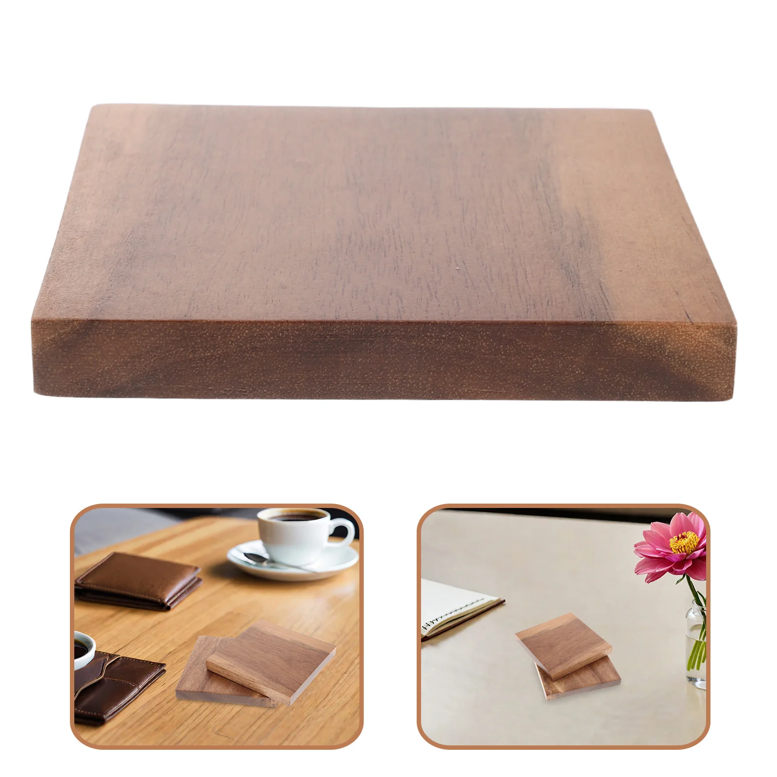 

2pcs Wooden Coasters 3.6"X0.4" Heatproof Mug Insulation Pad Farmhouse Drink Cup Mat For Office Desk Coffee Table Placemat