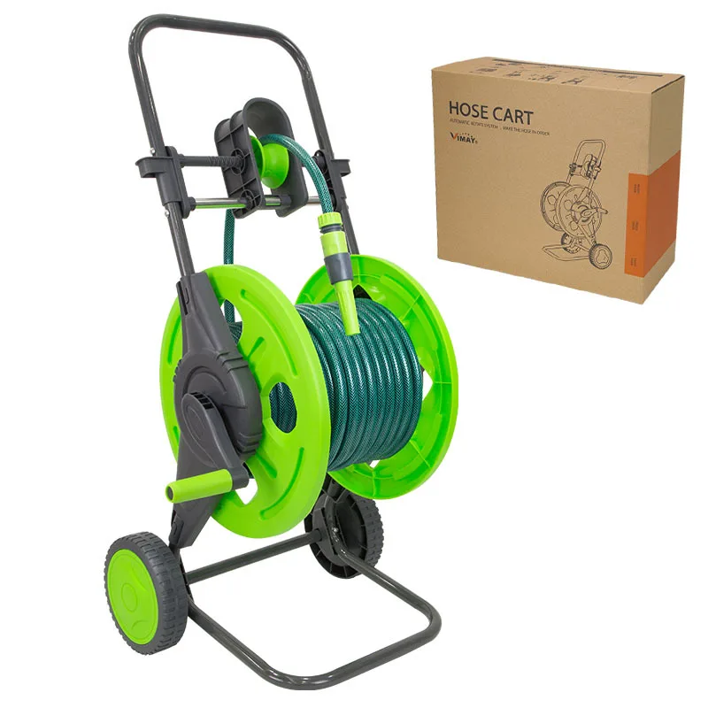 Hand Push Water Hose Cart Portable Garden Hose Reel Cart for Home Garden Watering Car Washing Hose Storage Organizer