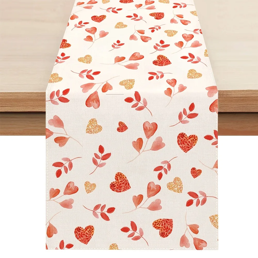 

Красный акварельный эвкалиптовый настольный флаг ко Дню святого Валентина, подходит для свадебного украшения кухонного стола, подходит для h