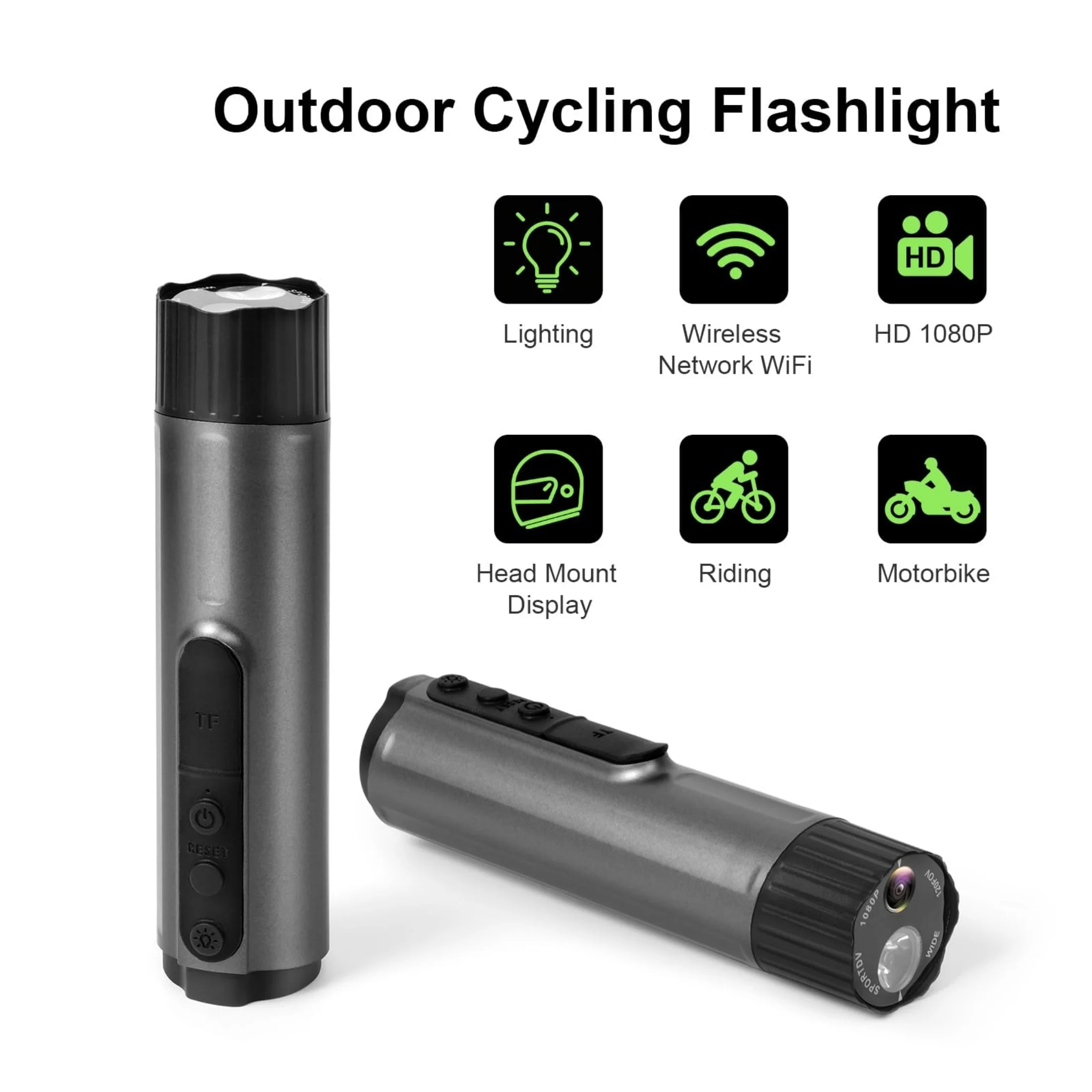 1080P HD Outdoor Cycling Camera Sports Video Recorder with WiFi And Flashlight for Helmet Bike Motorcycle