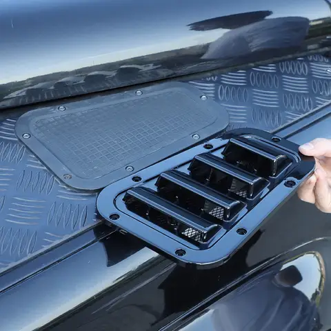Dekoracyjna osłona przedniej maski samochodu Stalowa osłona boczna przepływu powietrza Wlot Scoop Vent Snow Cover dla Land Rover Defender 2004-19