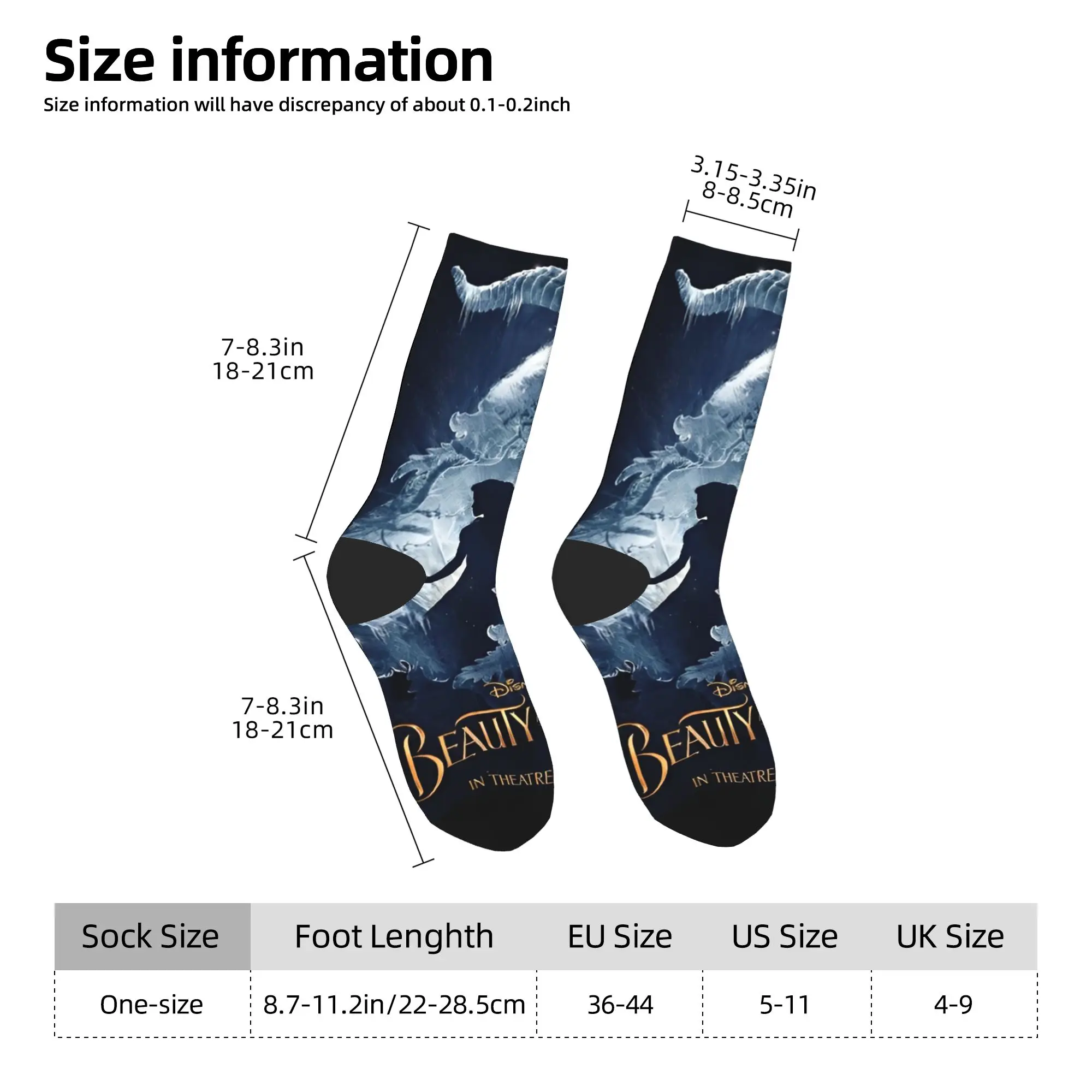 جوارب Beauty and The Beast جوارب مضادة للانزلاق للرجال جوارب تزلج متوسطة ناعمة للخريف جوارب جرافيك مضحكة