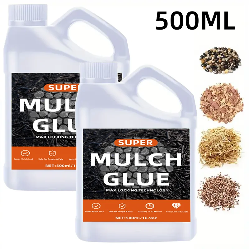 1000ML Mulch Rock Adhesive Pea Gravel Sticky Rock Glue Quick-Drying for Landscaping,for Pebbles,Wood and Bark,Enhanced and Long