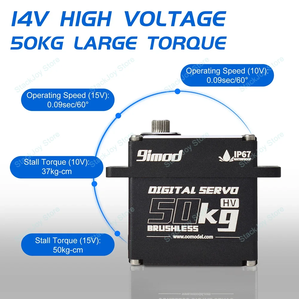 50 kg bürstenloses Servo 180 270 360 Grad Aluminium Digital 14 V HV wasserdicht für 1/8 1/10 1/12 RC Crawler Auto Boot Roboter Projekte