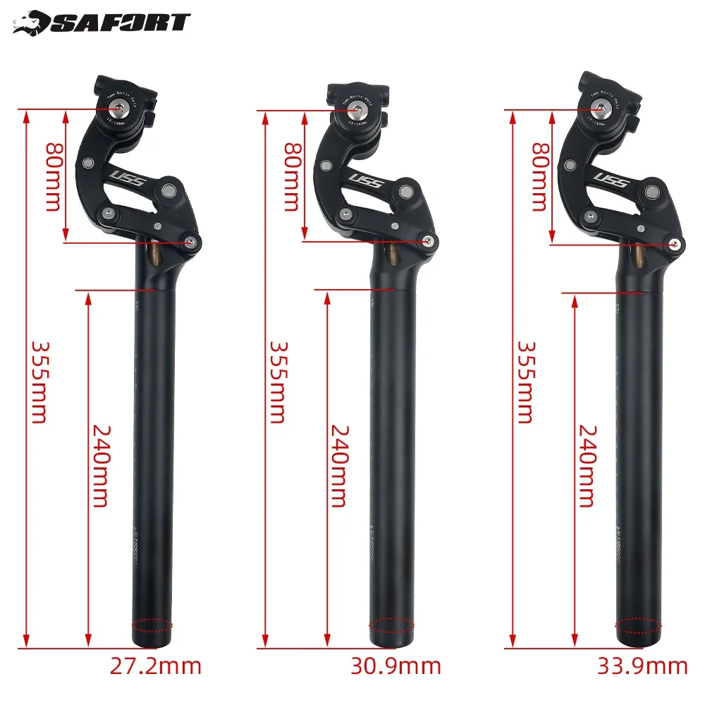 SAFORT Bicycle Suspension Seatpost 27.2/30.9/31.6mm Mountain Bike Seat Post Four-link Shock Absorber MTB Seat Tube 50mm Travel