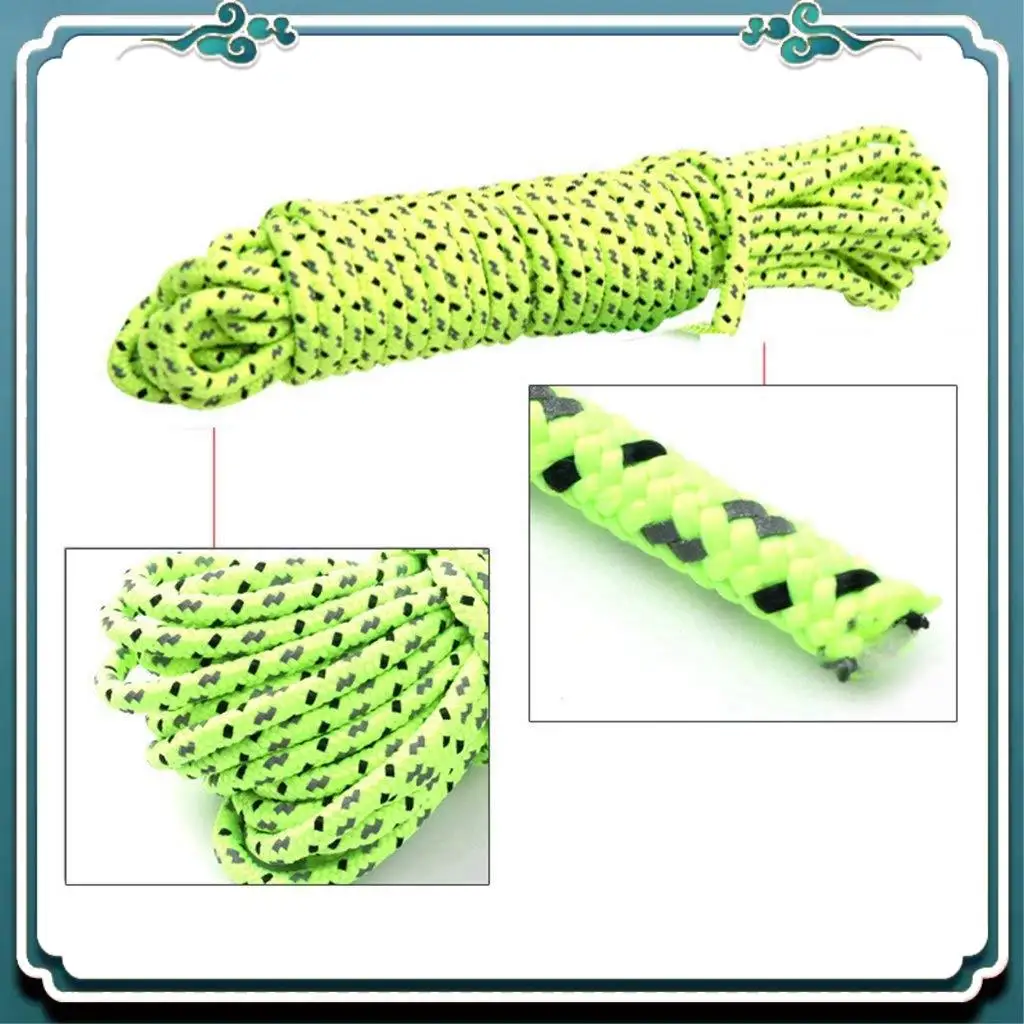 

Reliable 1Pcs 4Mm 50M/16.4Ft Glow In The Dark Luminous Reflective Tent Rope Guy Line Camping Cord & 12X Aluminum Alloy Cord Adju