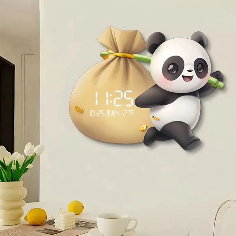 T*-Interior Modern Wall Watch Digital Cute Aesthetic Luxury Fashion Clock Wall Nordic Xenomorph Da Parete Home Decoration