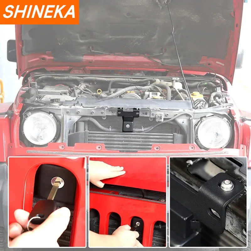 Car Front Engine Invisible Hood Locks With Key for Jeep Wrangler JK 2007 2008 2009 2010 2011 2012-2017 Anti Theft Accessories