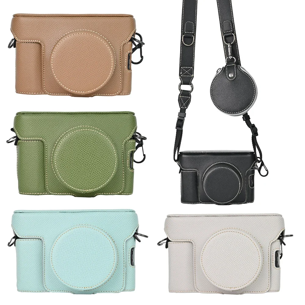 Compact Luxury Camera Case for Fujifilm X100VI - Palm Print PU Leather Mini Bag with Adjustable Strap & Battery Access