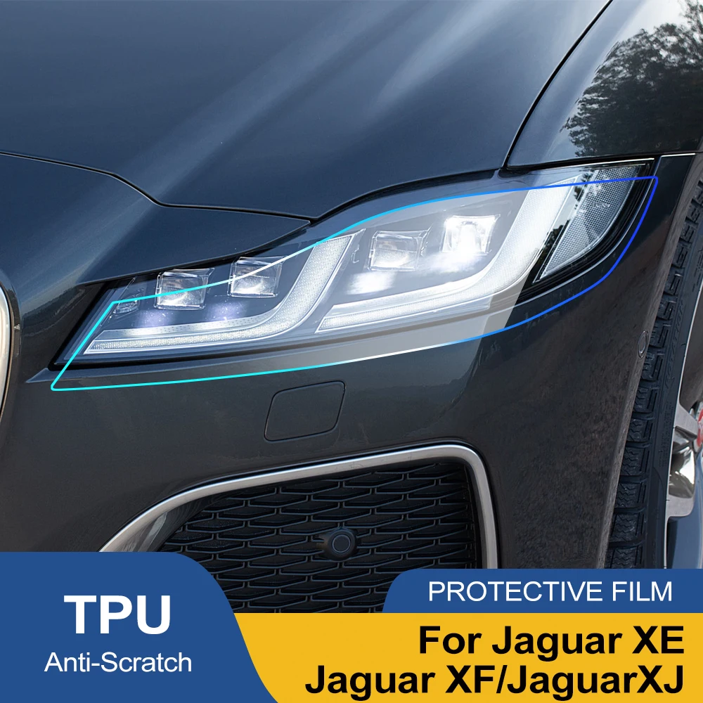 

Высокоглянцевая защитная пленка из ТПУ для фар (дымчато-черная) для Jaguar XE XF XJ, предварительно вырезанная, антицарапийная, виниловая пленка для фар, комплект для оклейки