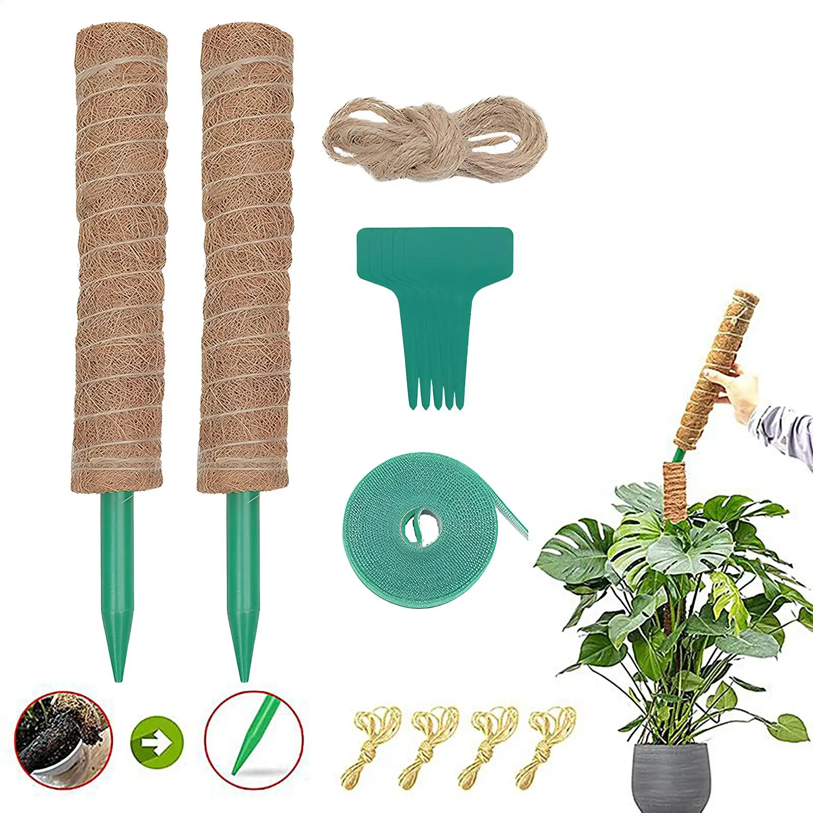 Plant Climbing Pole Palm Stick Vine Support Extension Potted Plants Support Stakes Moss Pole Garden Tool Flower Support Decor
