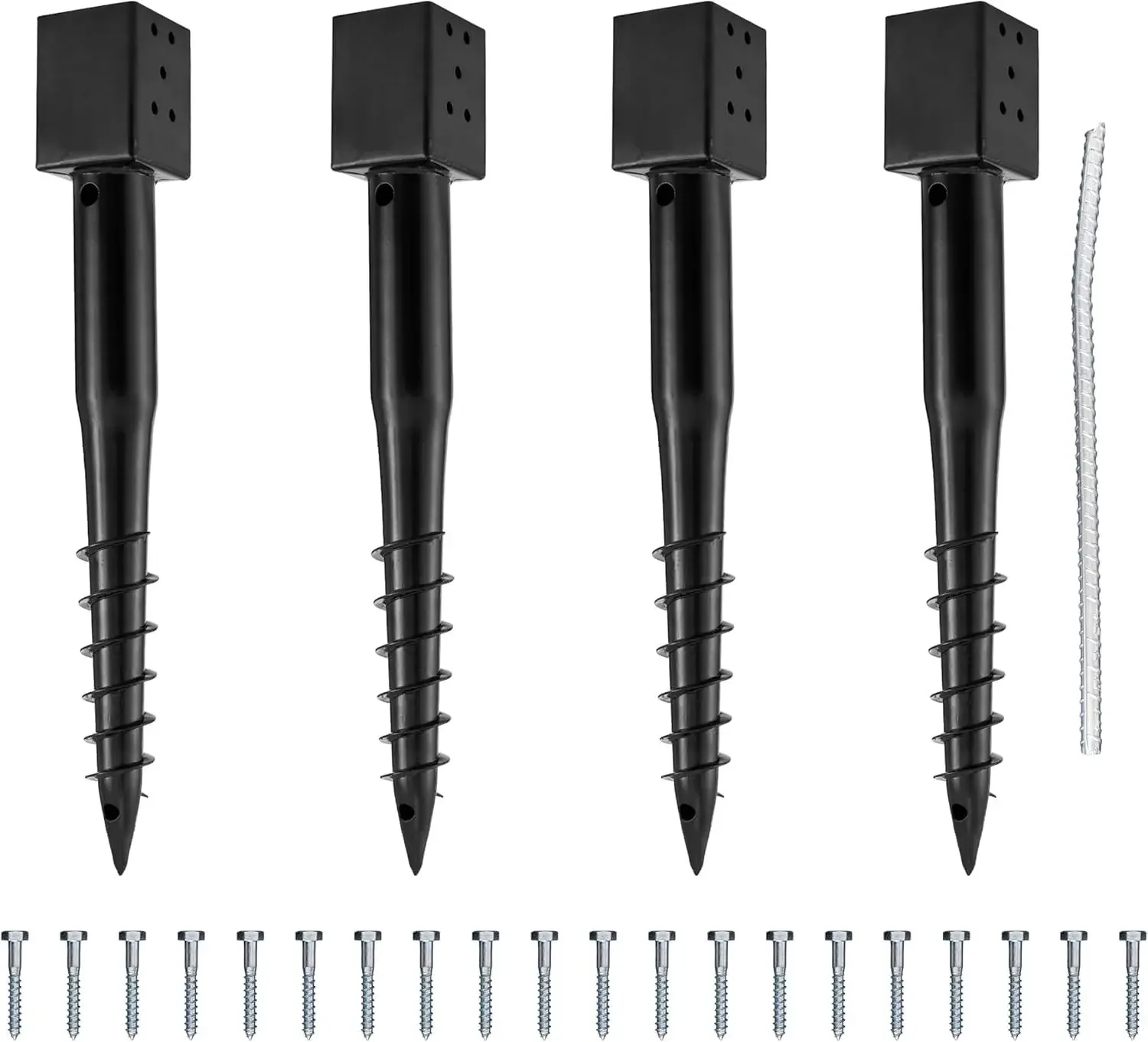 (Set of 4) Premium No Dig Ground Anchor - DIY Screw in Post Stake - 27 Inch - Fits Standard 4x4 Post (3.5