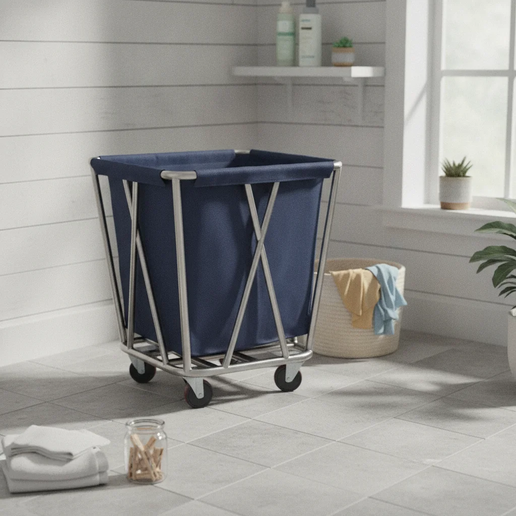 Hotel Linen Cart Stainless Steel Laundry Cart with Wheels Large-Capacity Silent for Housekeepers, Hotels, Guest Rooms
