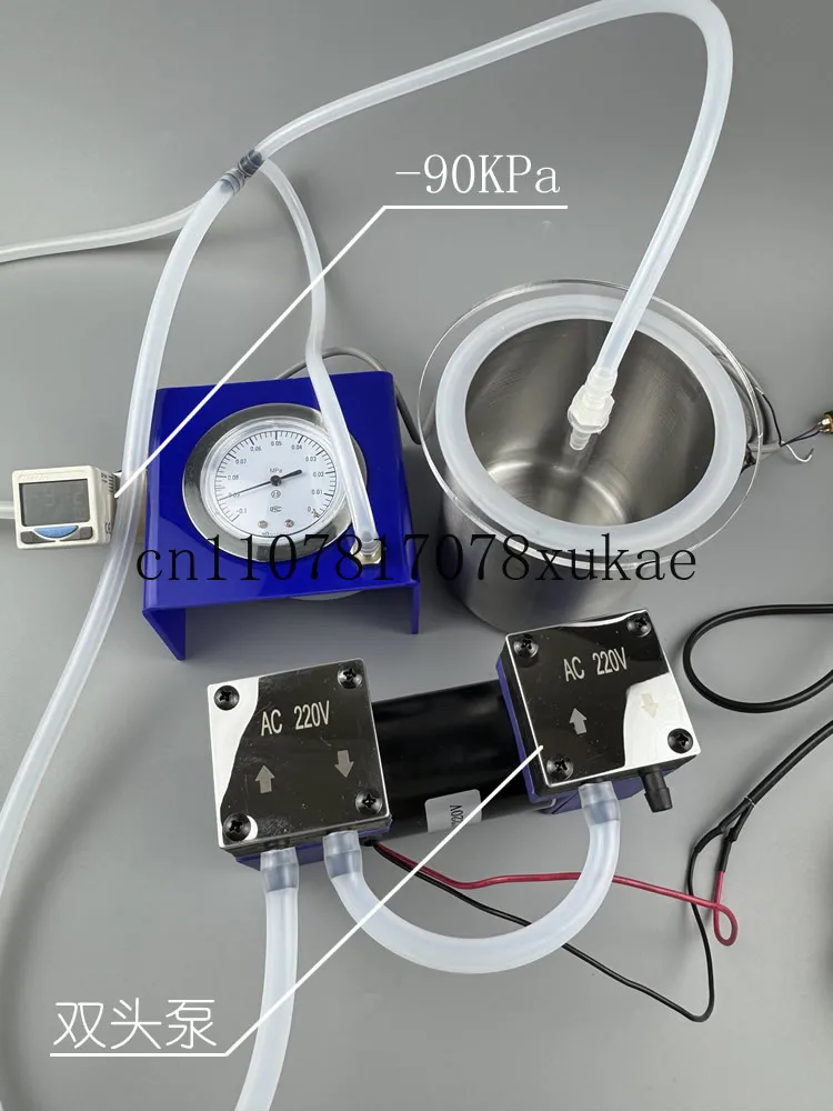 

Laboratory Electric Vacuum Pump -80KPa Adjustable Flow Rate+Stainless Steel Vacuum Defoaming Tank 700/1000/1400ml
