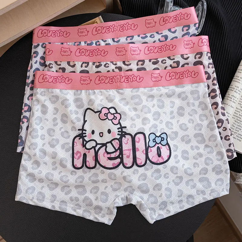Sanrio Hello Kitty Mutande Cartoon Cute Men Stampa Boxer elasticizzati Slip accoglienti e morbidi con cavallo antibatterico Biancheria intima da grande libbra