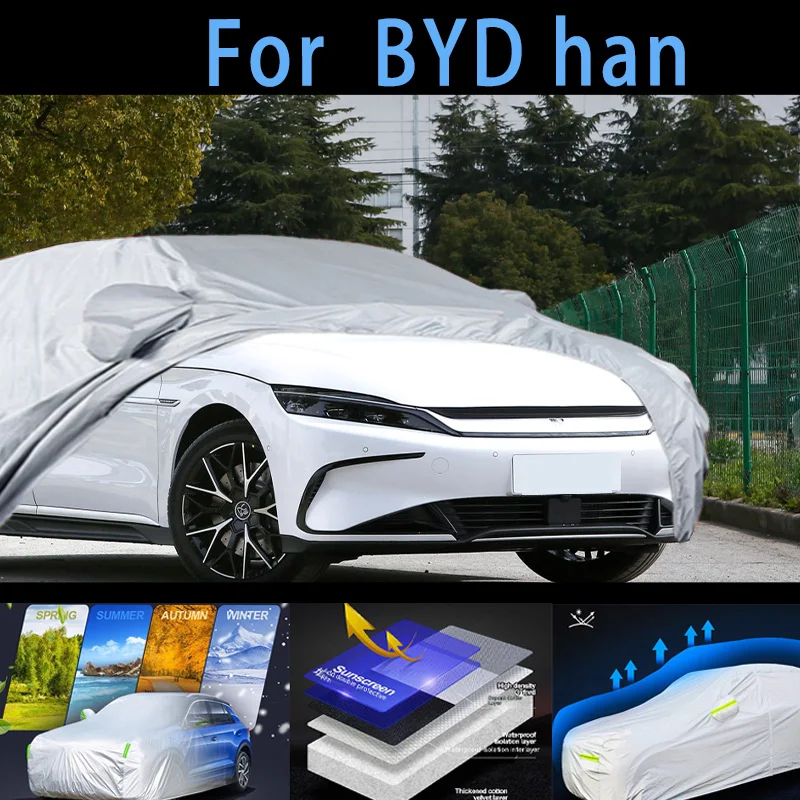 

Для BYD han уличная защита полный автомобильный чехол снежный чехол солнцезащитный козырек водостойкий пылезащитный внешний автомобильный чехол защита