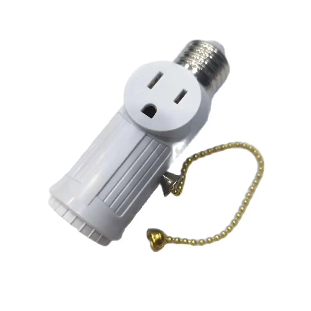 1pcs White Black Bakelite L5-15R US to E27 E26 Light Bulb Socket With Pull Chain Switch America Lamp Holder Conversion Base 10A