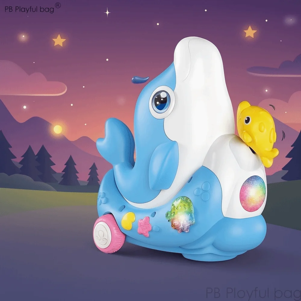 Luz LED, delfines eléctricos, delfines musicales para caminar, bola de soplado eléctrica, luz fría 3D, delfines electrónicos para mascotas