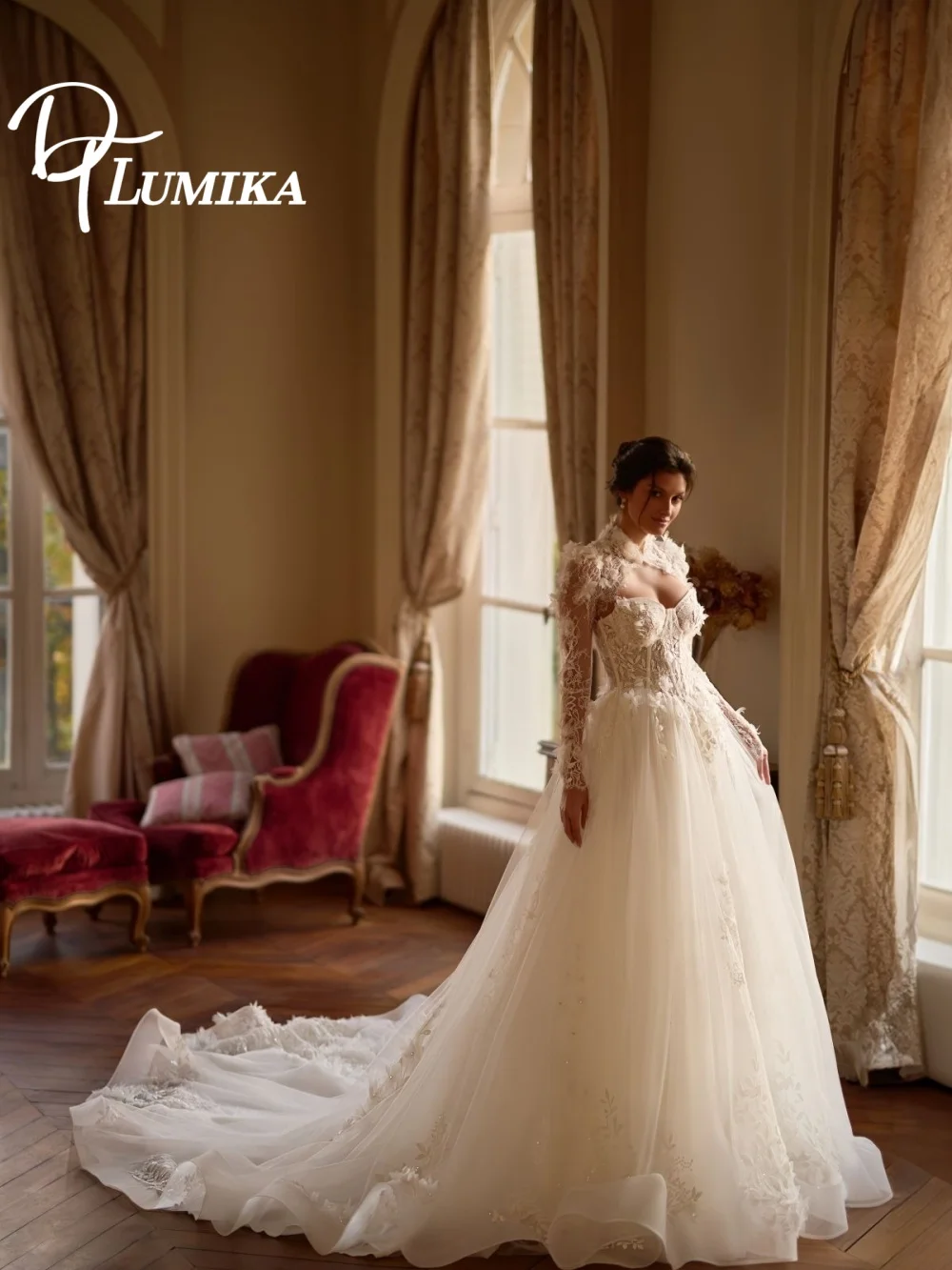 Vestido de noiva elegante com apliques, vestido de noiva elegante com apliques 3d, vestido de casamento romântico linha a até o chão personalizado