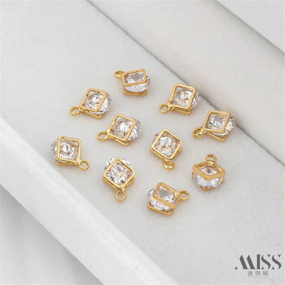 14K Torebka Złota Inkrustowana Cyrkonia Kanapka Geometryczny Pentagram Miłość Kwiat Wisiorek DIY Akcesoria Ręcznie robiona biżuteria