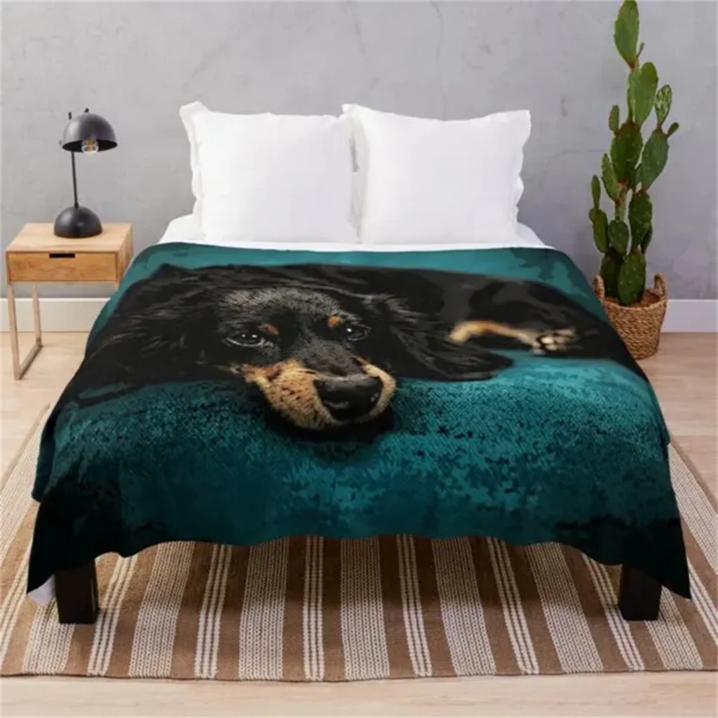 Dachshund Dog Animal Blanket Fleece Spring/Autumn Wiener Sausage Dog Lightweight Throw Blankets for Sofa Car Bed King Queen Size