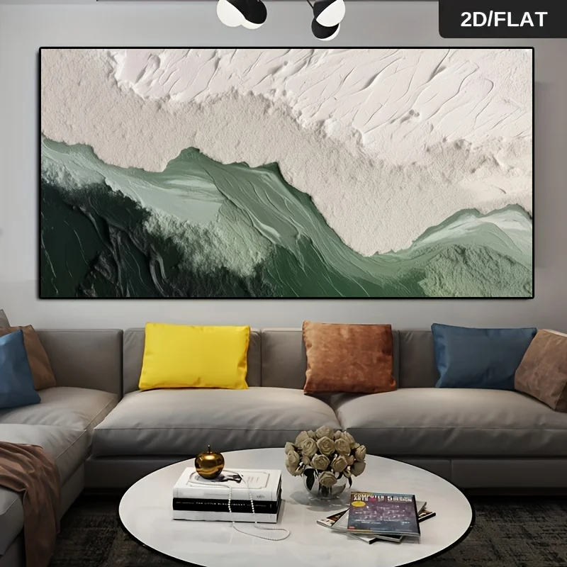 Frameless Modern Abstract Green Texture Print Art Wall Decor Canvas Painting Minimalist Style Posters Large Size for Living Room