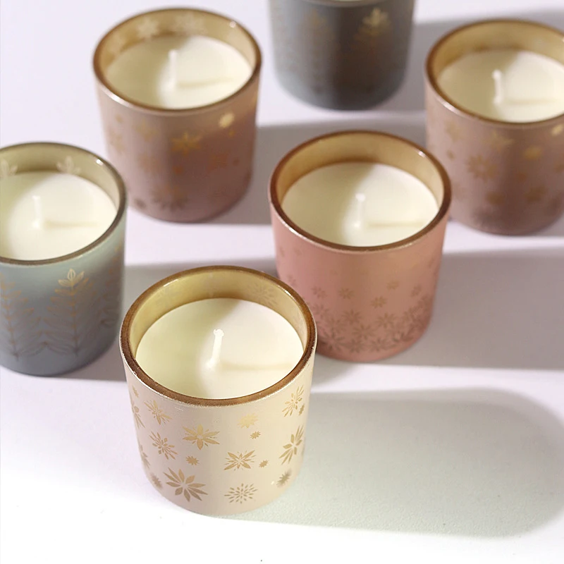 Colorful Ceramic candles creative home fragrance carved glass cups colorful small flower candles view 6