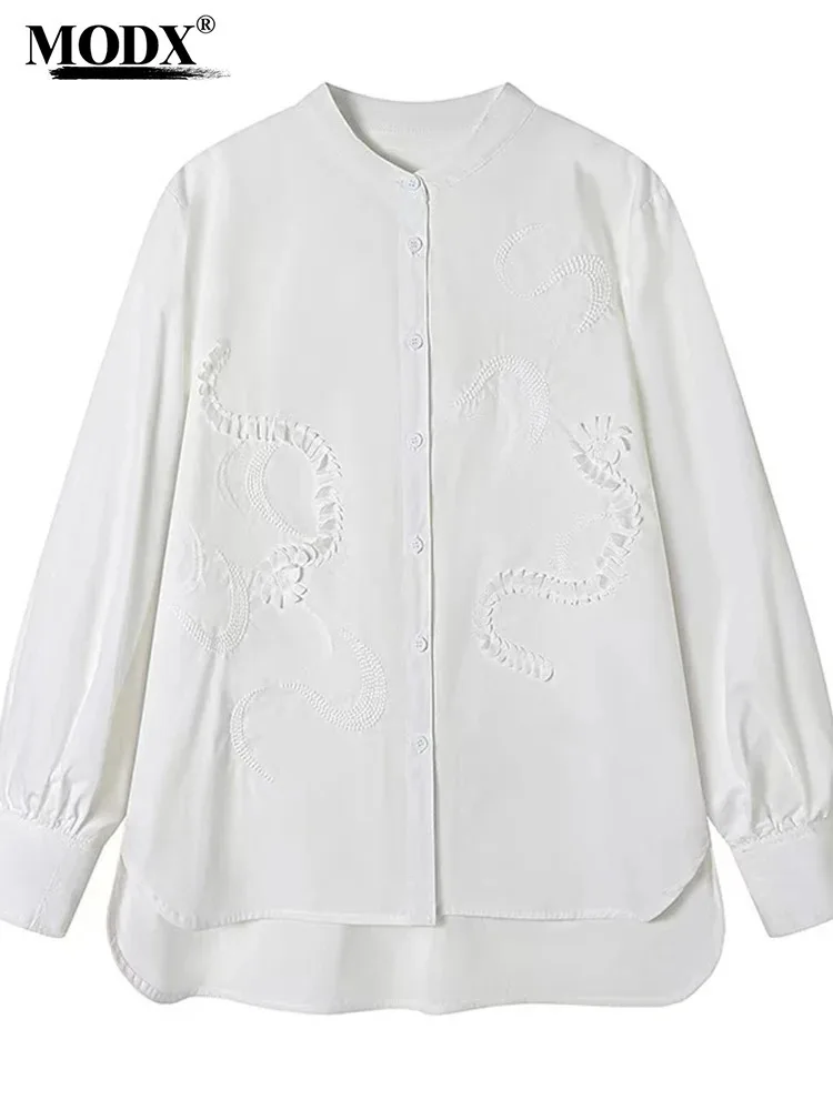 [MODX] 2024 Autumn New Loose New Chinese 3D The Year Of The Loong Embroidery Blouse Top Female