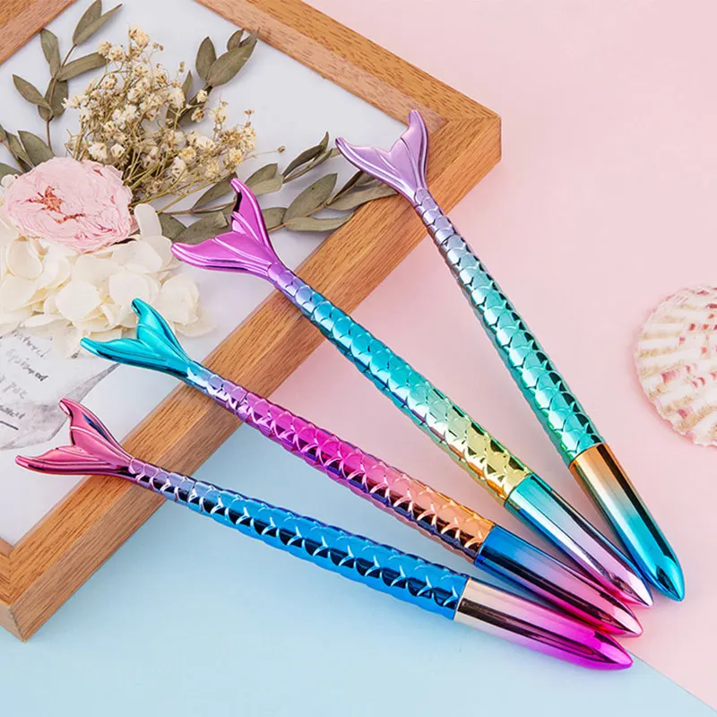 

20Pcs Mermaid Shape Ballpoint Pens Gradient Colorful Beautiful Fish Tail Gift Pen Stationery Cartoon Gel Pens