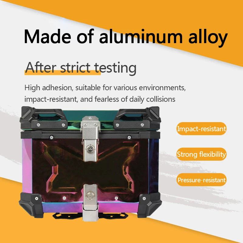 The aluminum alloy color titanium 45L alloy motorcycle trunk has a large capacity and is waterproof and durable