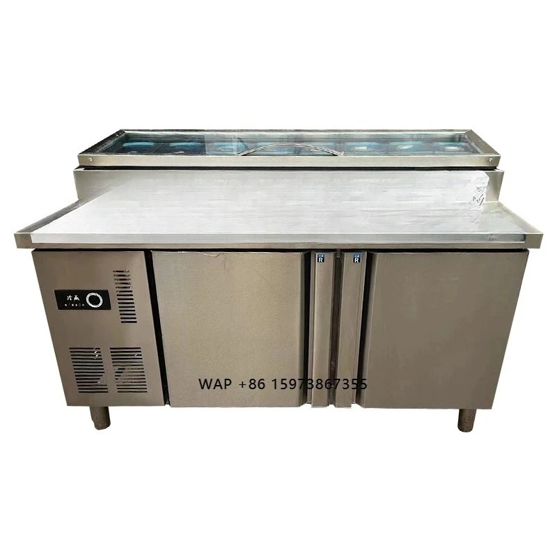 Commercial Display case Fresh-keeping Refrigerated Pizza Operating Table Slotted Salad Counter Refrigerator