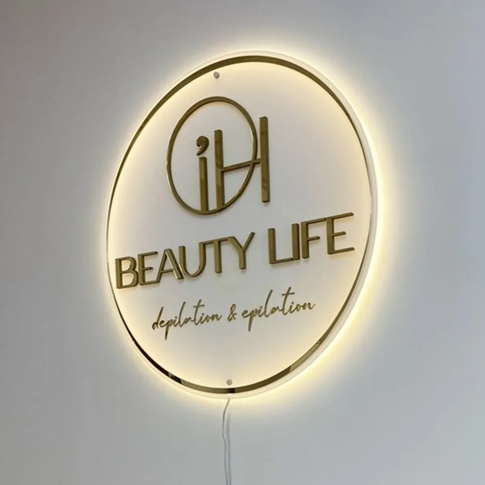 Custom Acrylic Metal Signs Business Logo Coffee Bar Shop Office Led Neon Light Strip Door Wall Decor 3D Beauty Hair Studio Sign