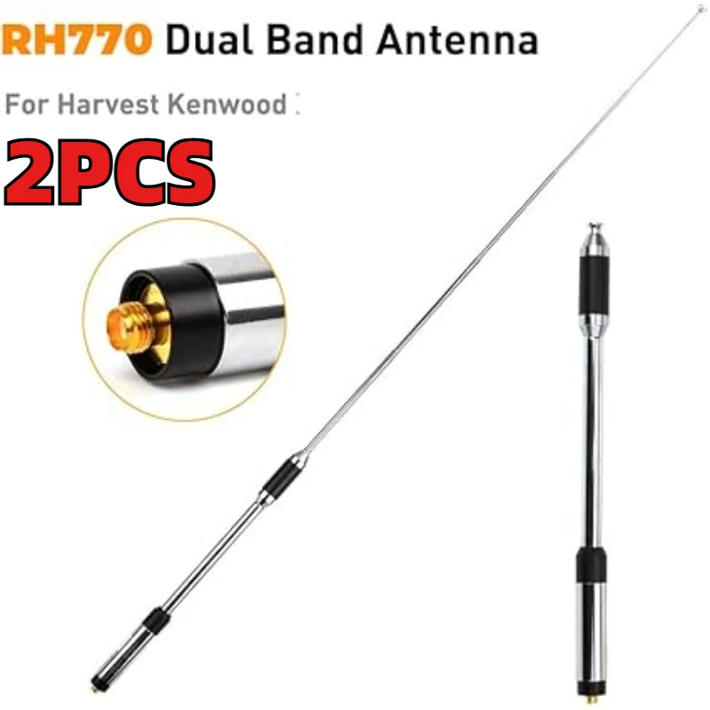 2 antenas telescópicas de mano de alta ganancia RH770 de doble banda 144/430MHz con conector SMA-F para radios BAOFENG UV-5R y Kenwood TK-2160 TK-3160