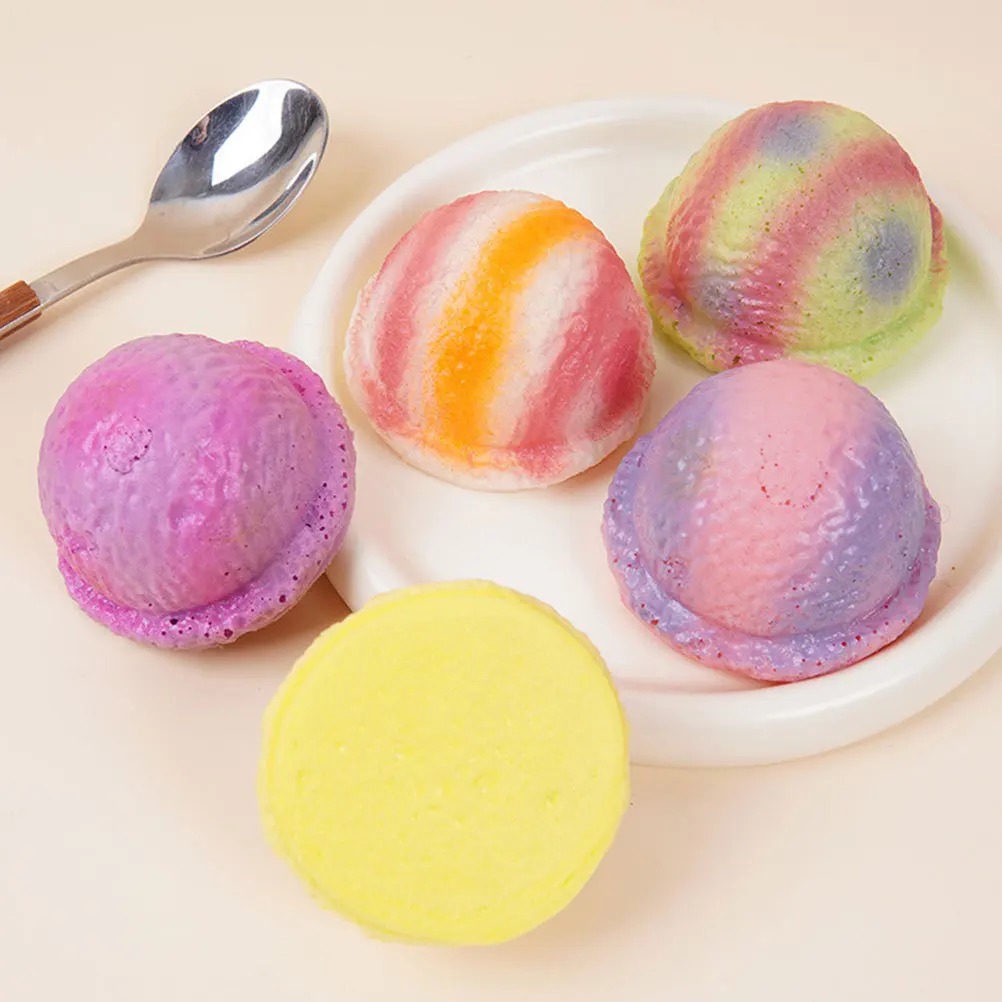 6Pcs Miniature Fake Ice Cream Balls Lifelike Artificial Dessert Decorations for Party DIY Craft Cake Topper Photography Prop