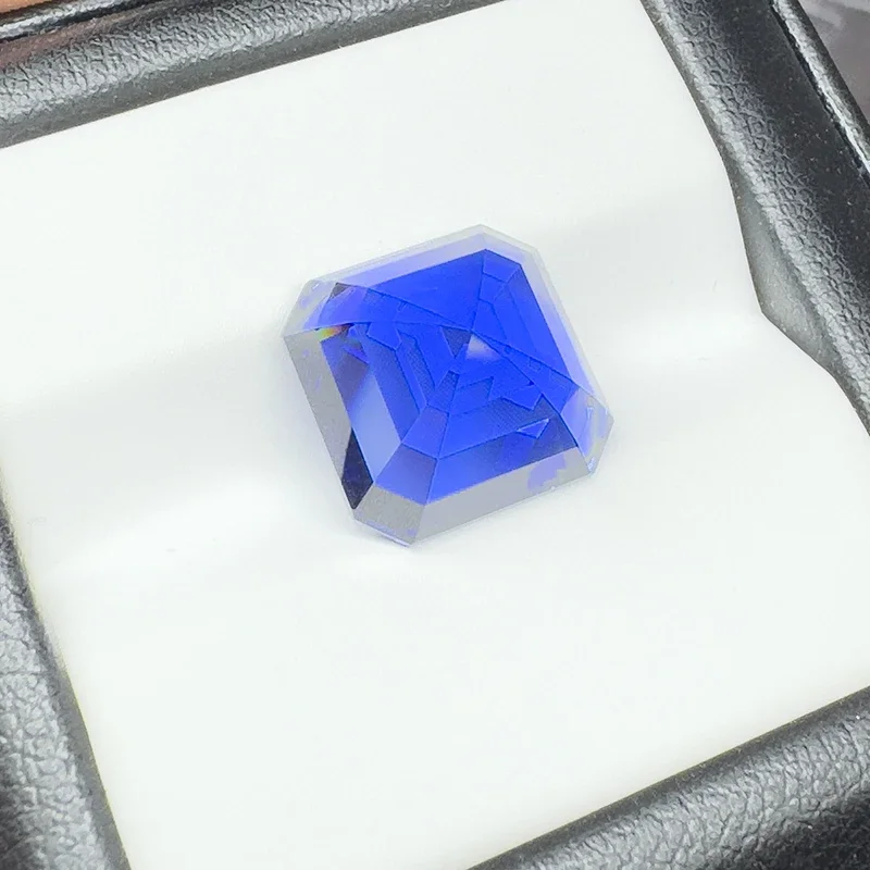 Lab Grown Sapphire Royal Blue Asscher Cut 12x12mm 12.7ct  VVS1 Gemstone for Diy Jewelry Making with AGL Certificate