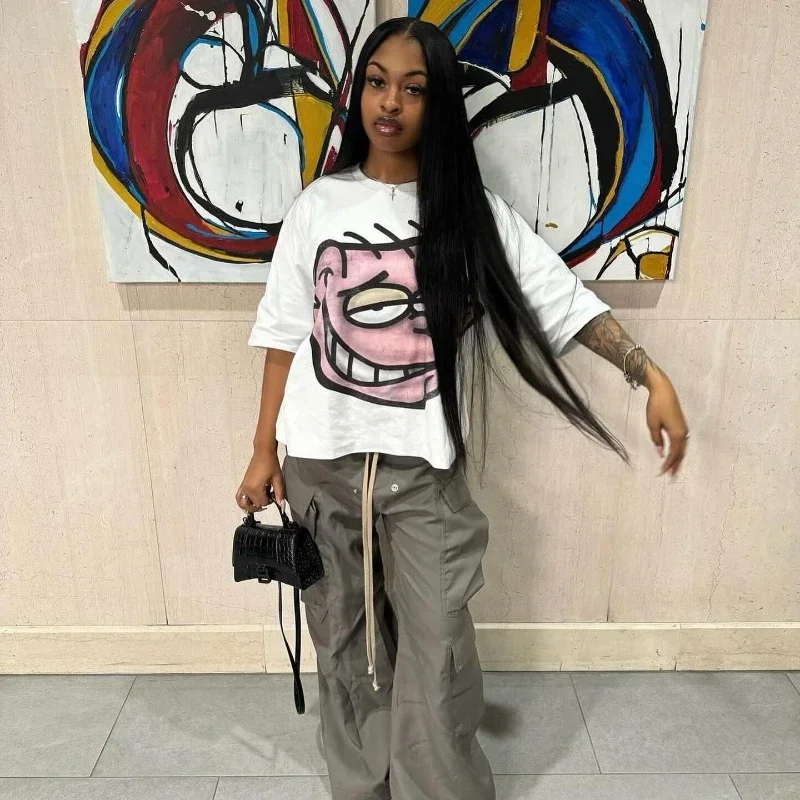 Streetwear Graphic T Shirts Y2k Style Harajuku Hip Hop Casual Fashion Printing Summer Loose Men Short Sleeve Top Oversized New