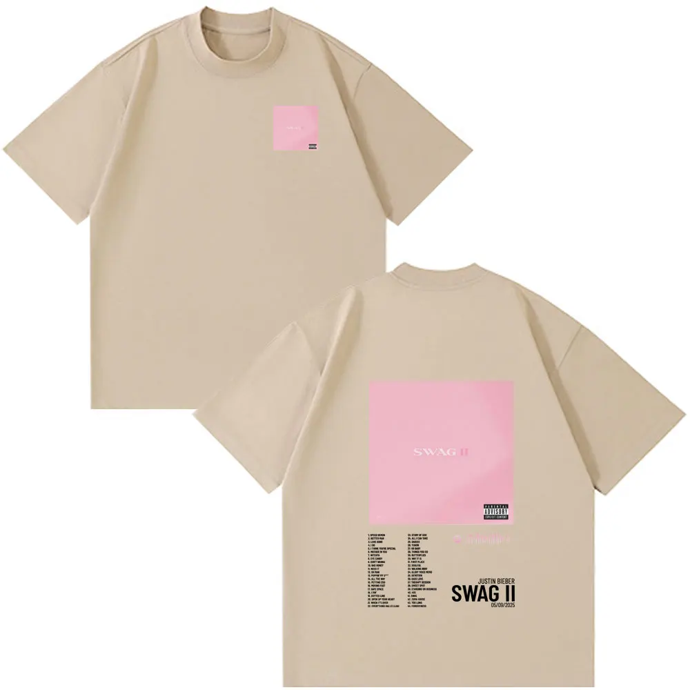 جاستن بيبر SWAG II ألبوم تي شيرت الرجال الهيب هوب خمر تي شيرتات على الموضة بلايز عادية ملابس الصيف المتضخم س الرقبة تي شيرت #6