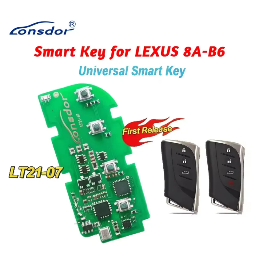 Lonsdor LT21-07 Smart Key PCB Board Car Smart Key 4 Buttons 8A-B6 Chip P1/P4 :B6 for Lexus 314/315/433/434MHZ for K518 Car Parts